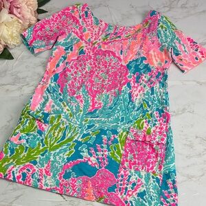 Lilly Pulitzer Girl Kids Esme Knit Dress Turquoise Lets Cha Cha Pink Blue Medium